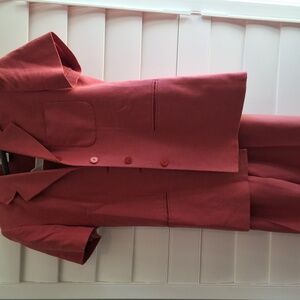 Style & Co  Sport Blazer with Classic Lapel Coral Color Short Sleeve Pant Suit